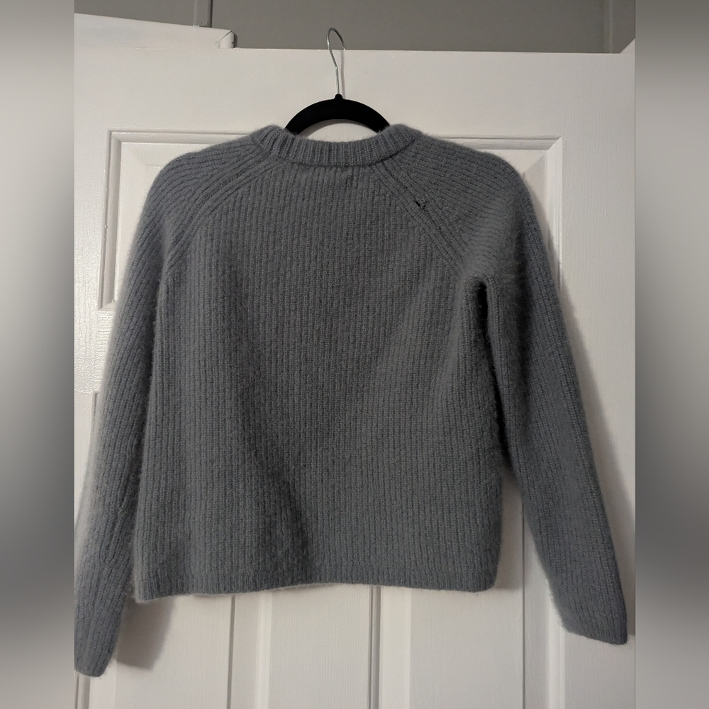 Quince Mongolian Cashmere Fisherman Crewneck Sweater In Dusty Blue - Picture 3 of 5
